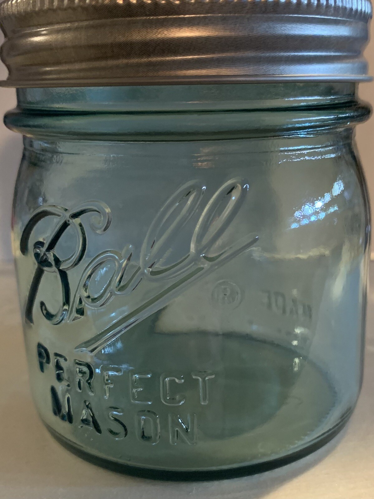 Blue Aqua Ball Half Pint Vintage Mason Jar With Lid And Band Collector’s Edition