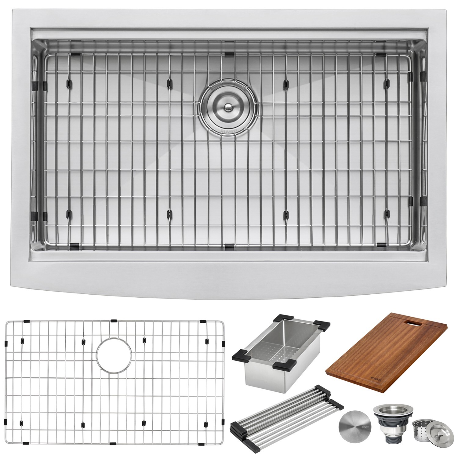 Ruvati 33″ Apron-front Workstation Farmhouse 16 Gauge Kitchen Sink- RVH9200