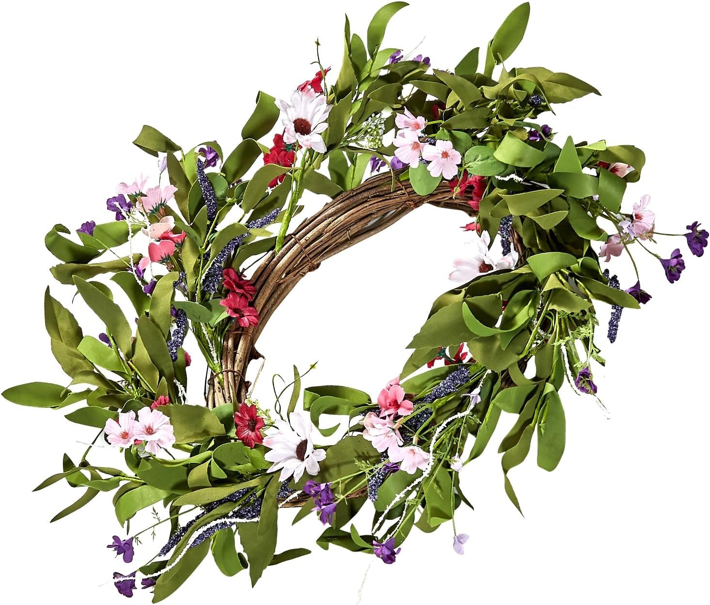 22in Spring Wreath for Front Door Artificial Daisy Lavender Indoor Outdoor Decor