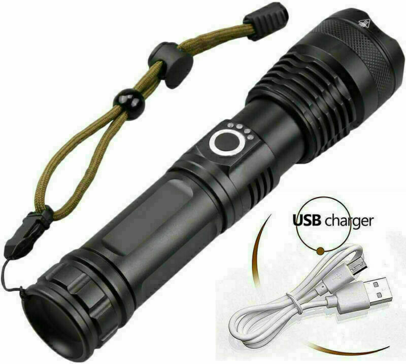 Rechargeable 990000LM LED Flashlight Tactical Police Super Bright Torch Zoomable