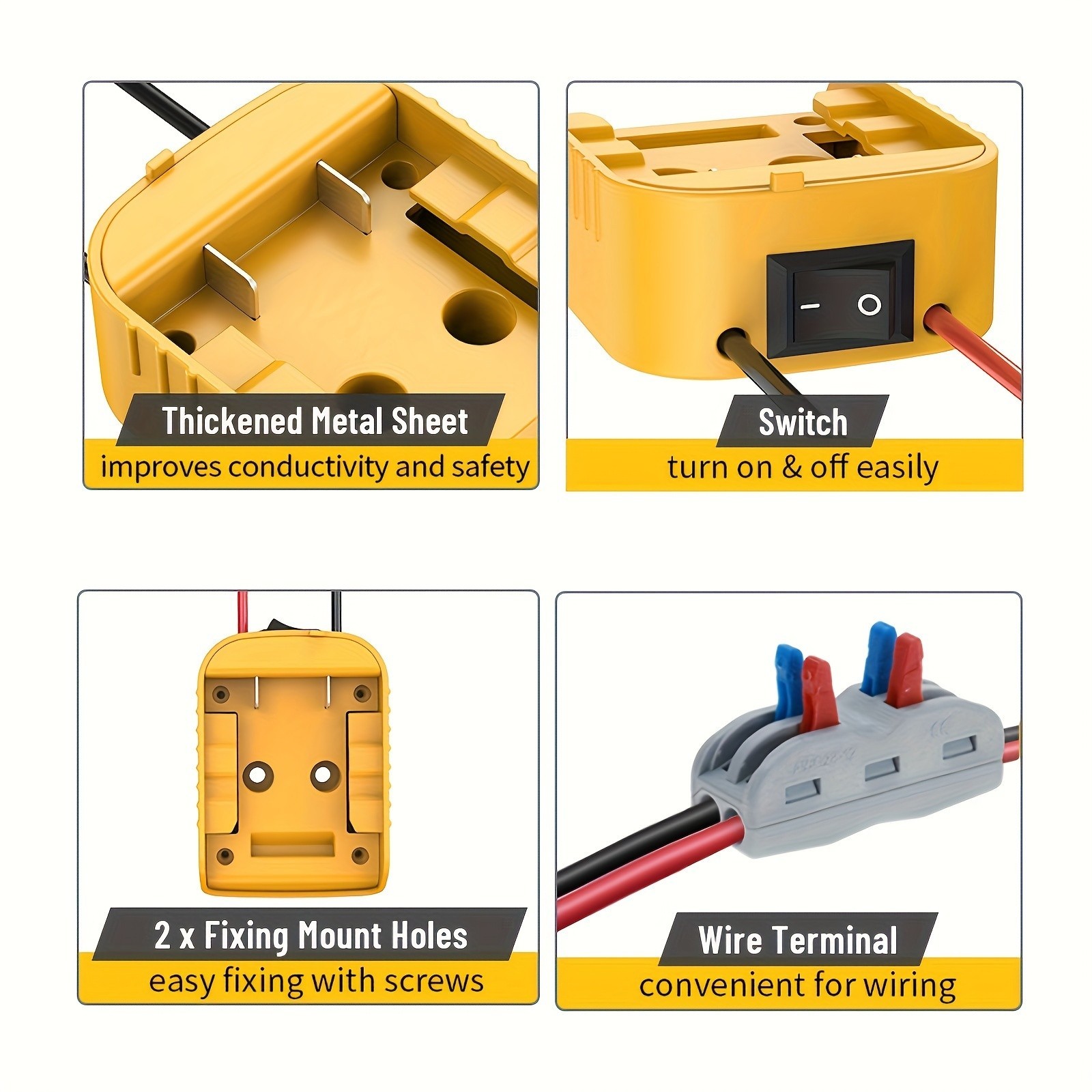 2-Pack 20V To 12V Power Wheel Adapter Compatible with Dewalt 20V Battery