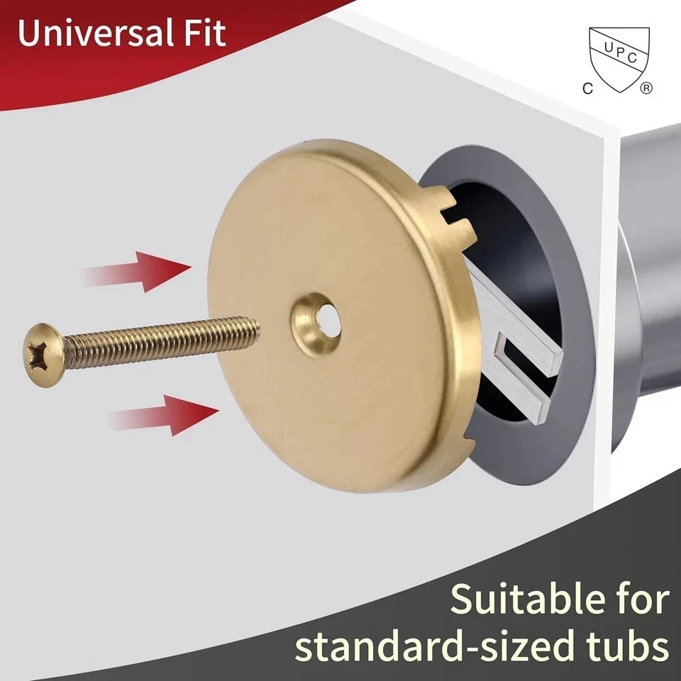 Champagne Bronze Overflow Plate & Screws Drain Kit for Delta Tub, Brushed Finish