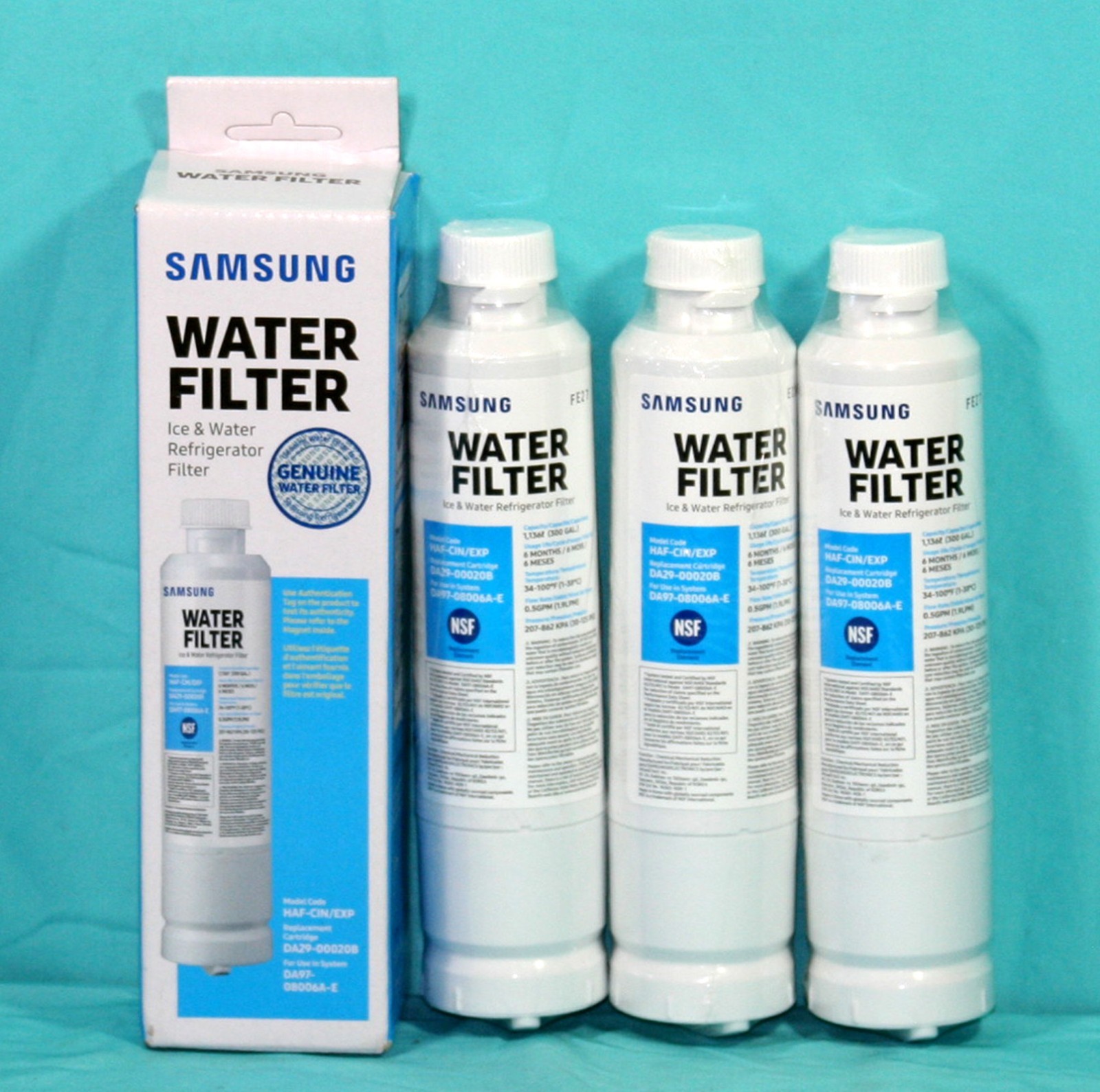 3 New Genuine Samsung DA29-00020B / HAF-CINS/EXP Refrigerator Filters OB Sealed