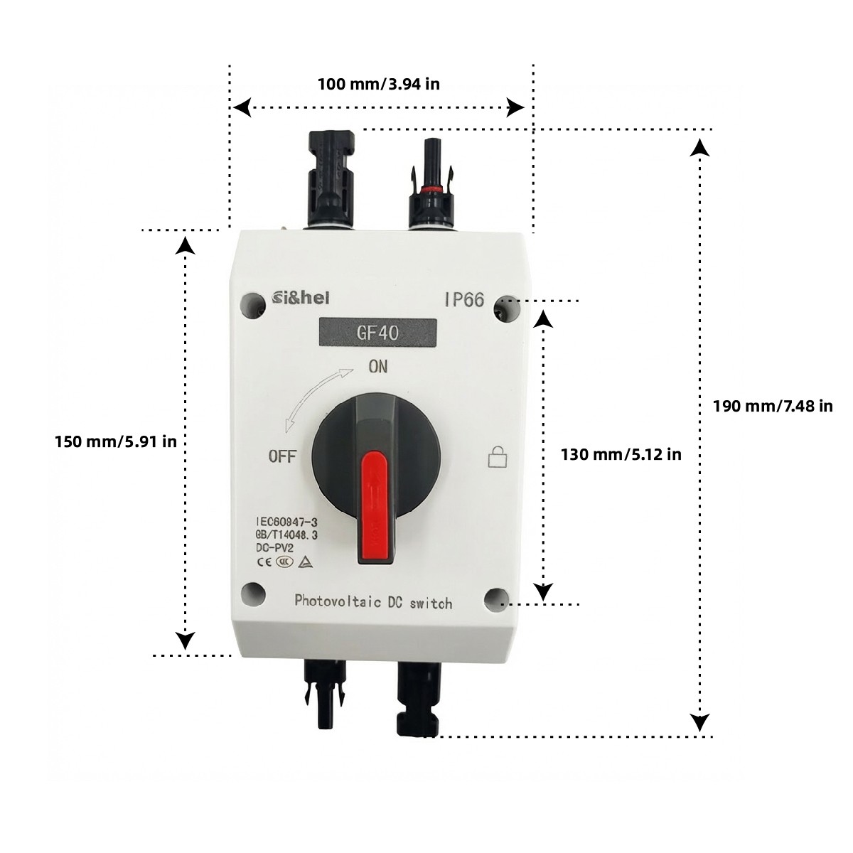 NEW Photovoltaic Isolator Electrical Solar Switch Waterproof IP66 PV 32A DC1200V