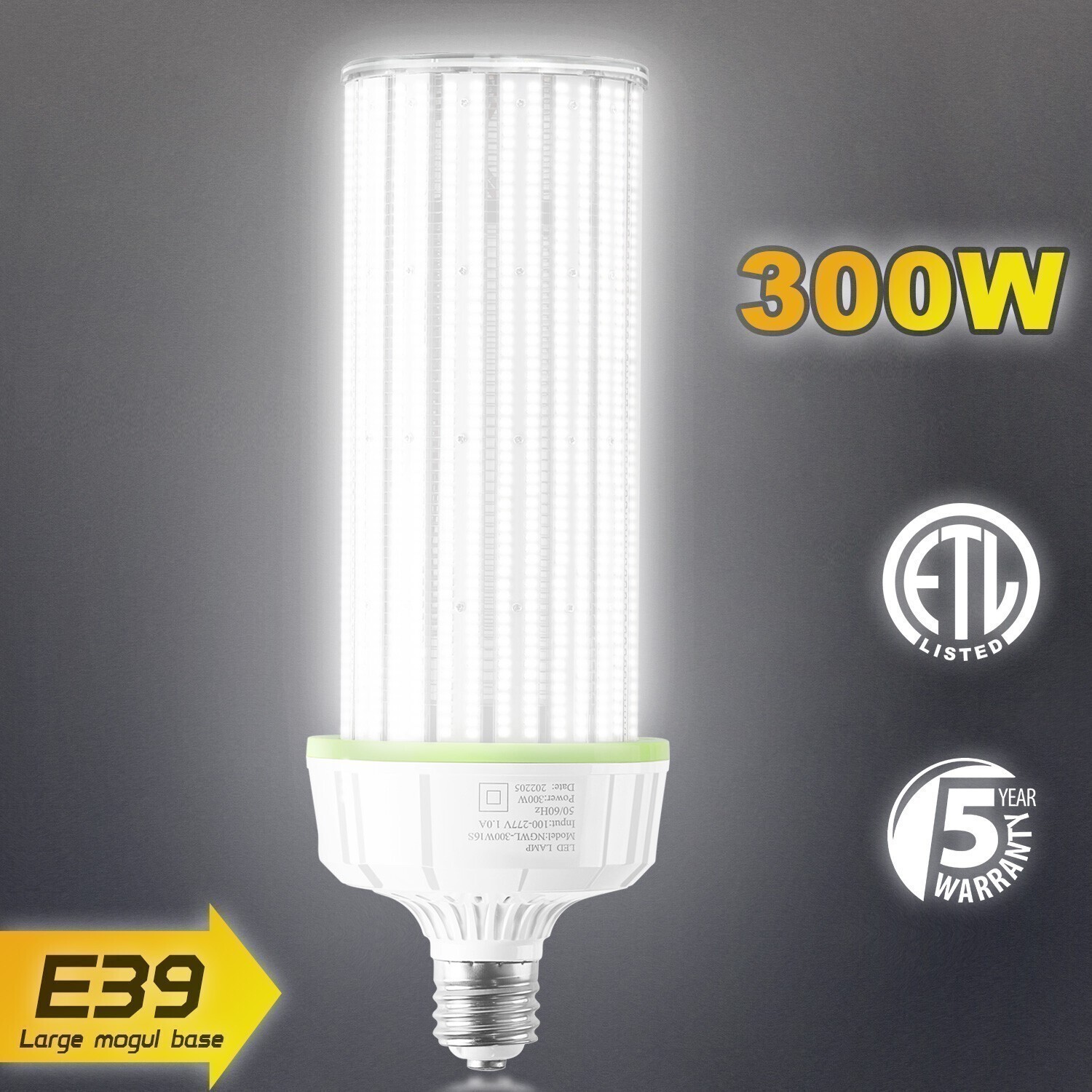 300W LED Corn Bulb Lighting 1500W MH/HPS Equivalent Warehouse High Bay Shop Lamp