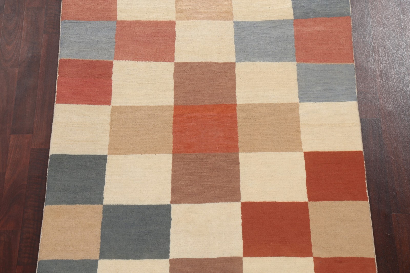 Checkered Oriental Area Rug 4×6 Hand-knotted Wool Modern Style for Any Room