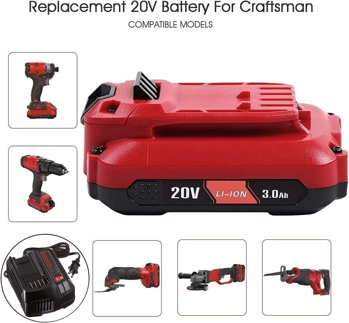 2PACK For Craftsman V20 20 Volt MAX Lithium Battery CMCB204 CMCB202 CMCB201 TOOL