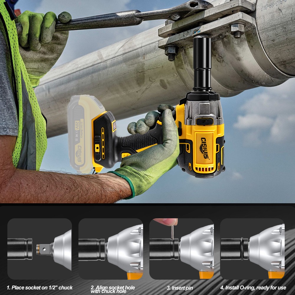 Brushless 1/2″ High-Torque Impact Wrench-Bare Tool For 20V DEWALT Battery