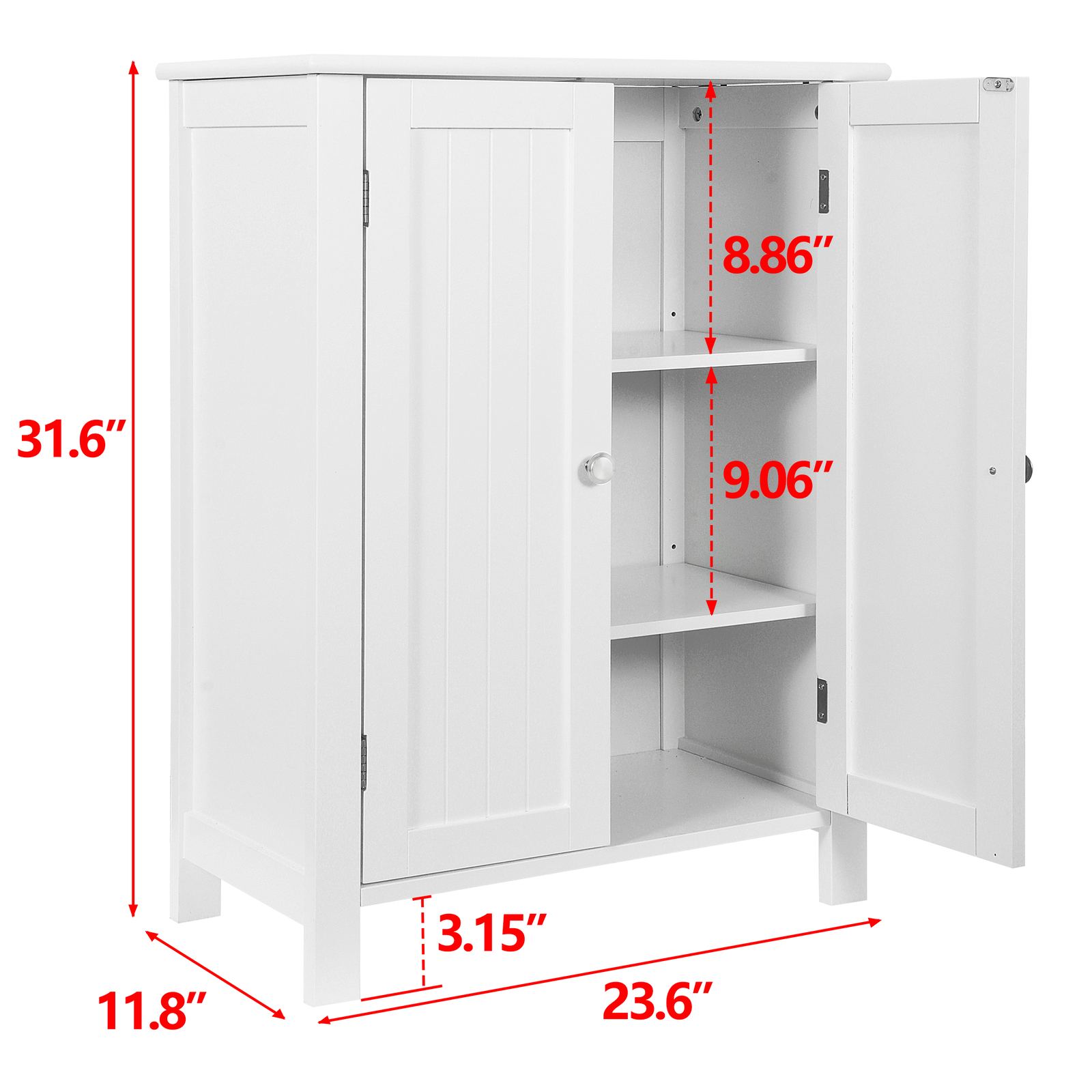 Bathroom Floor Storage Cabinet with 2 Adjustable Shelf Free Standing Kitchen