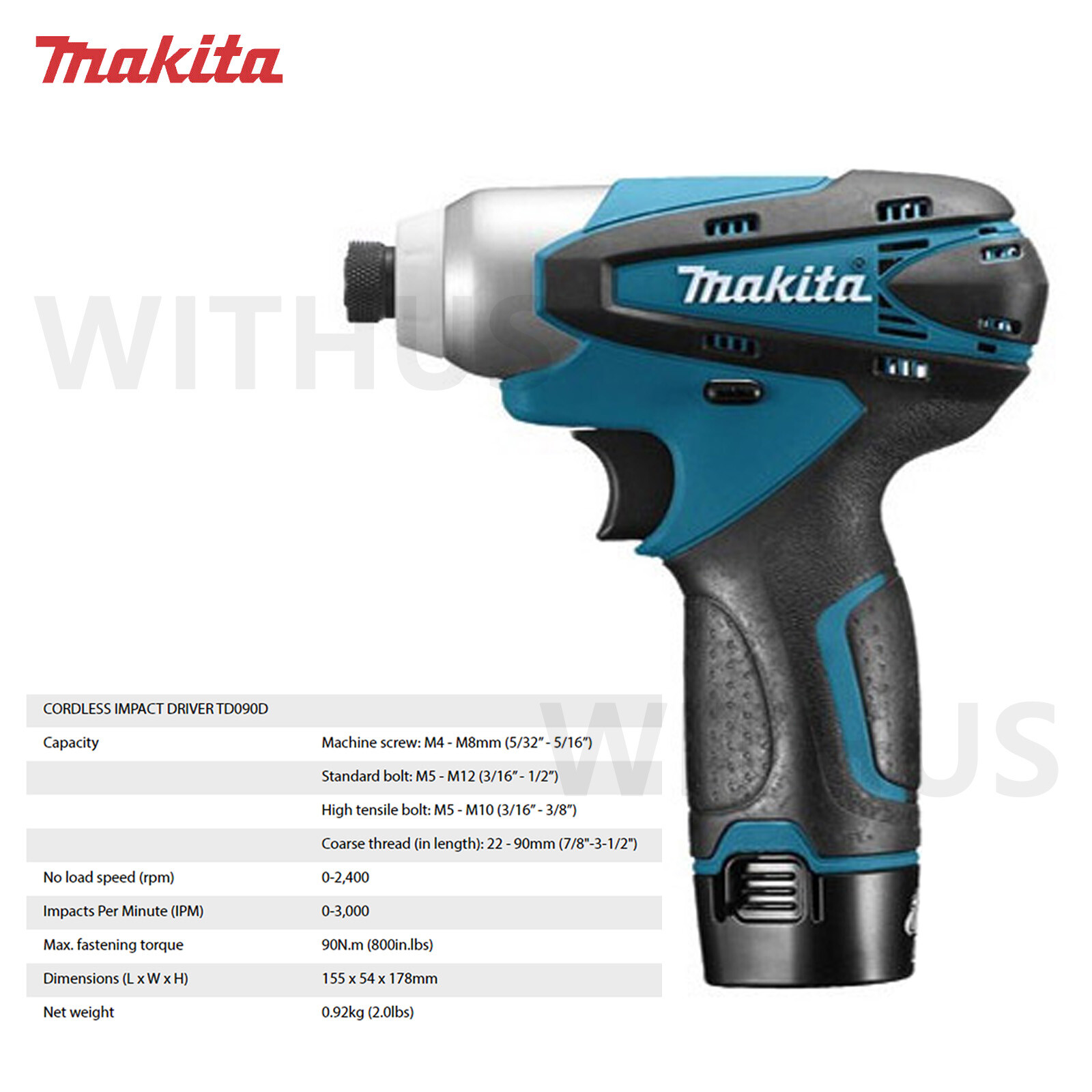 Makita LCT204 Combo Set DF330D TD090D 10.8V 2×1.3Ah Charger DC10WA Hard Case