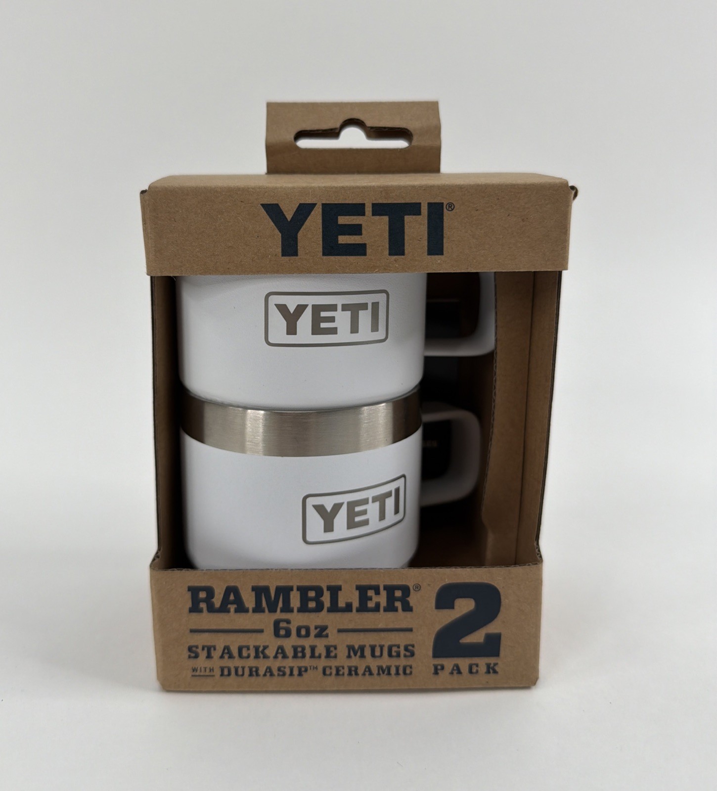 YETI Rambler 6 oz. Stackable Mug With Durasip Ceramic Lining White 2-Pack -NEW
