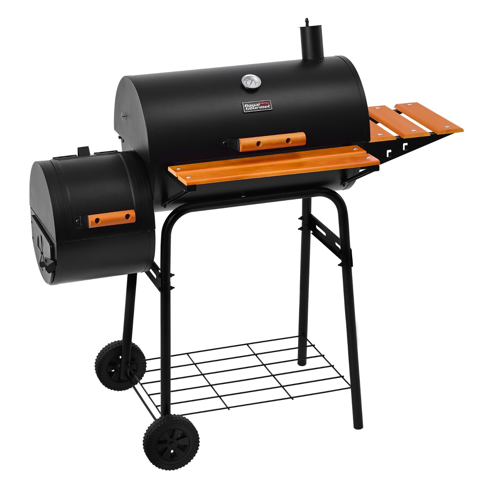 Royal Gourmet Barrel Charcoal Grill with Offset Smoker for Outdoor Grilling
