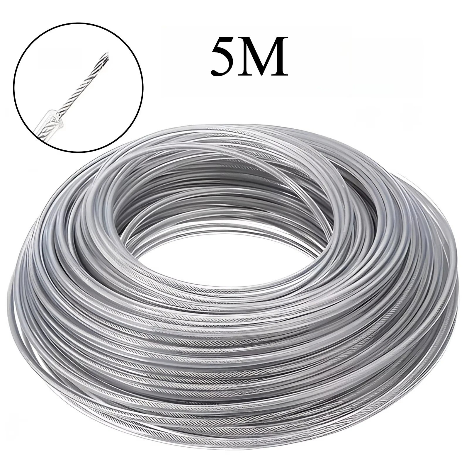 Steel Core Trimmer Line 5M 10M 15M 2.0-4.0mm Heavy Duty Weed Wacker String