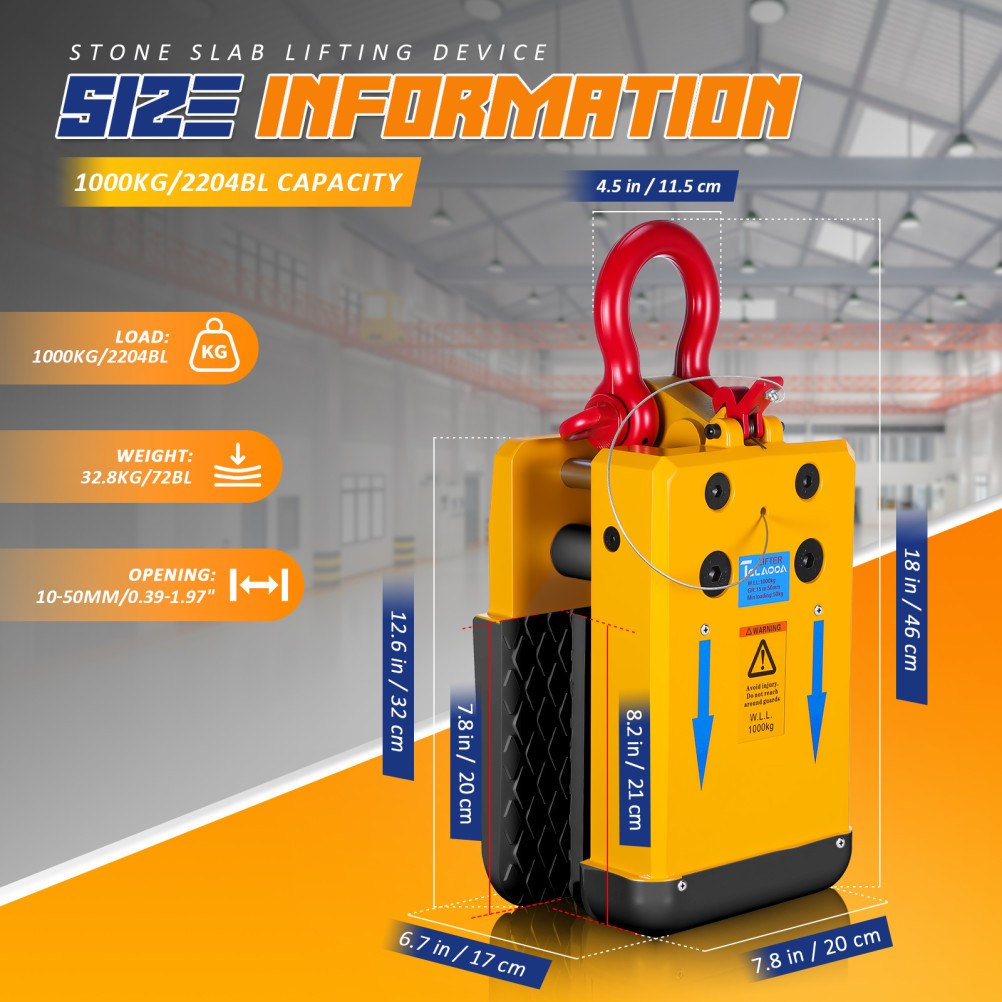 0.4″-1.97″ Stone Slab Lifting Clamp Marble Stone Hanging Clamp Bearing 1000kg