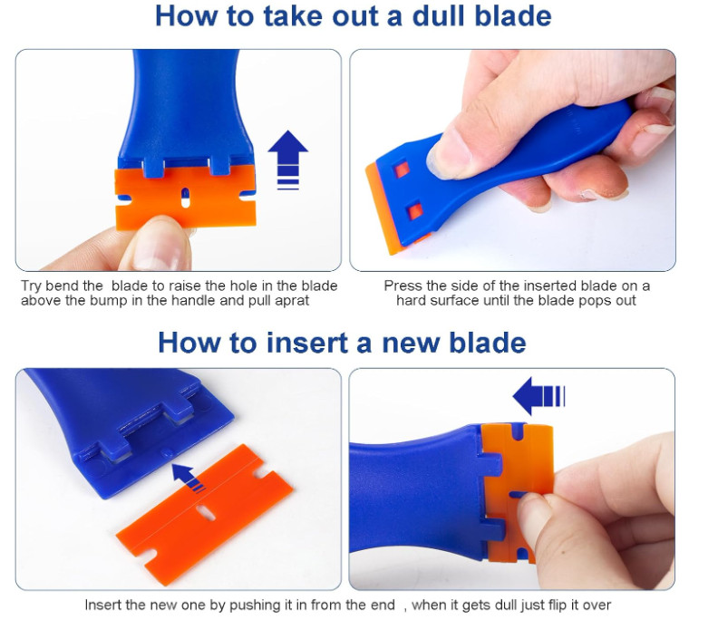 Plastic Razor Blade Scraper Tool, 6 Pcs Razor Scraper with 60 Pcs Plastic Blades