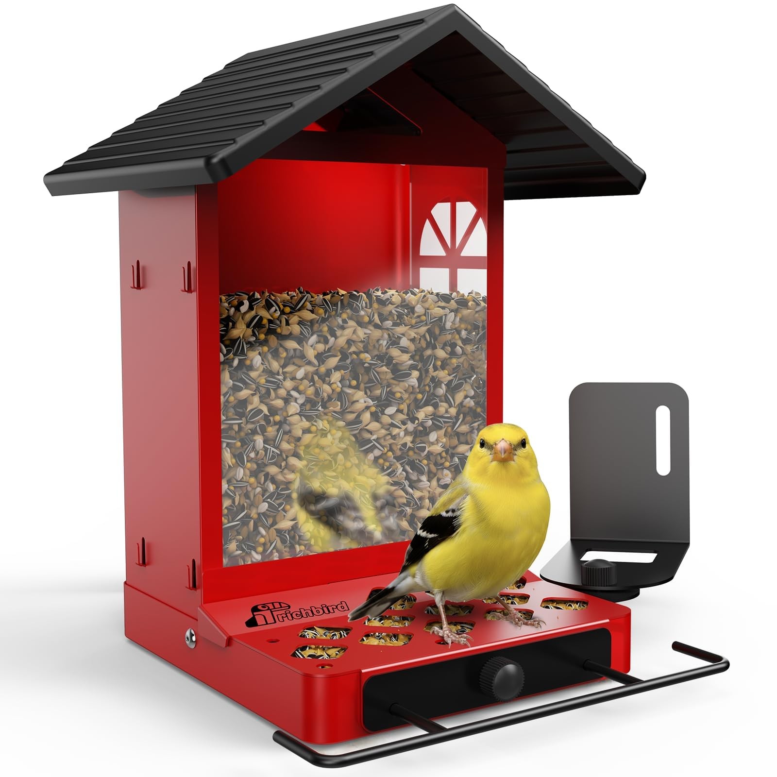 All-Metal Bird Feeder, Wall & Pole Mountable, 2.4L Large Capacity, Heavy-Duty Ch