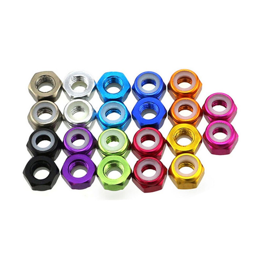 10~100x M2 M3 M4 M5 Nylon Insert Self-Lock Nuts Hex Lock Nut Aluminum CNC Nuts