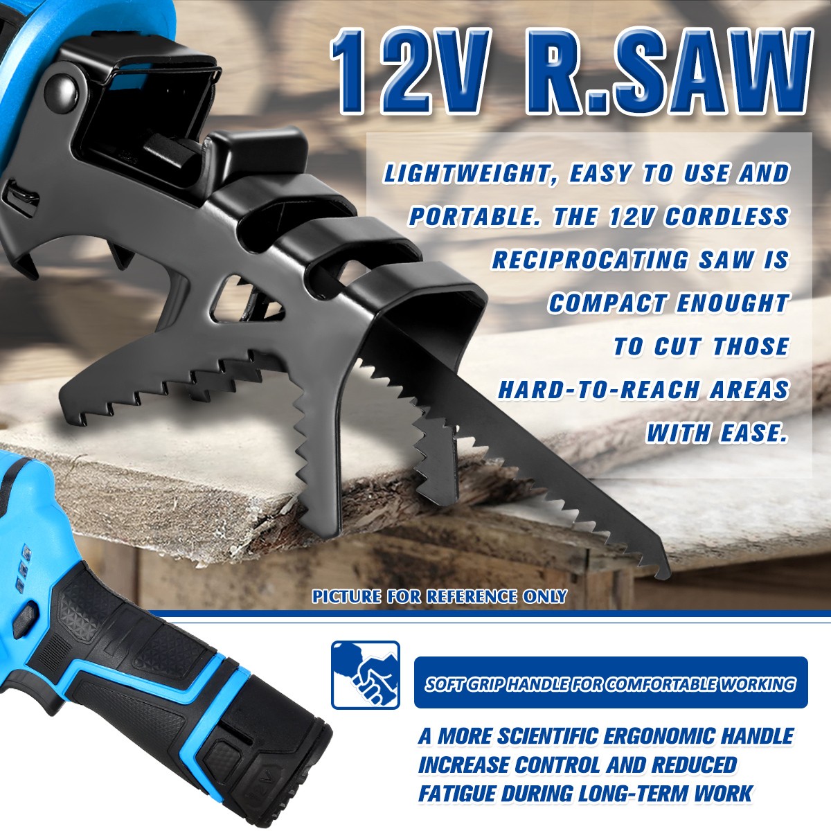 DNA Motoring 12V Cordless Reciprocating Saw w/Blade and Holding Bracket Kit Blue
