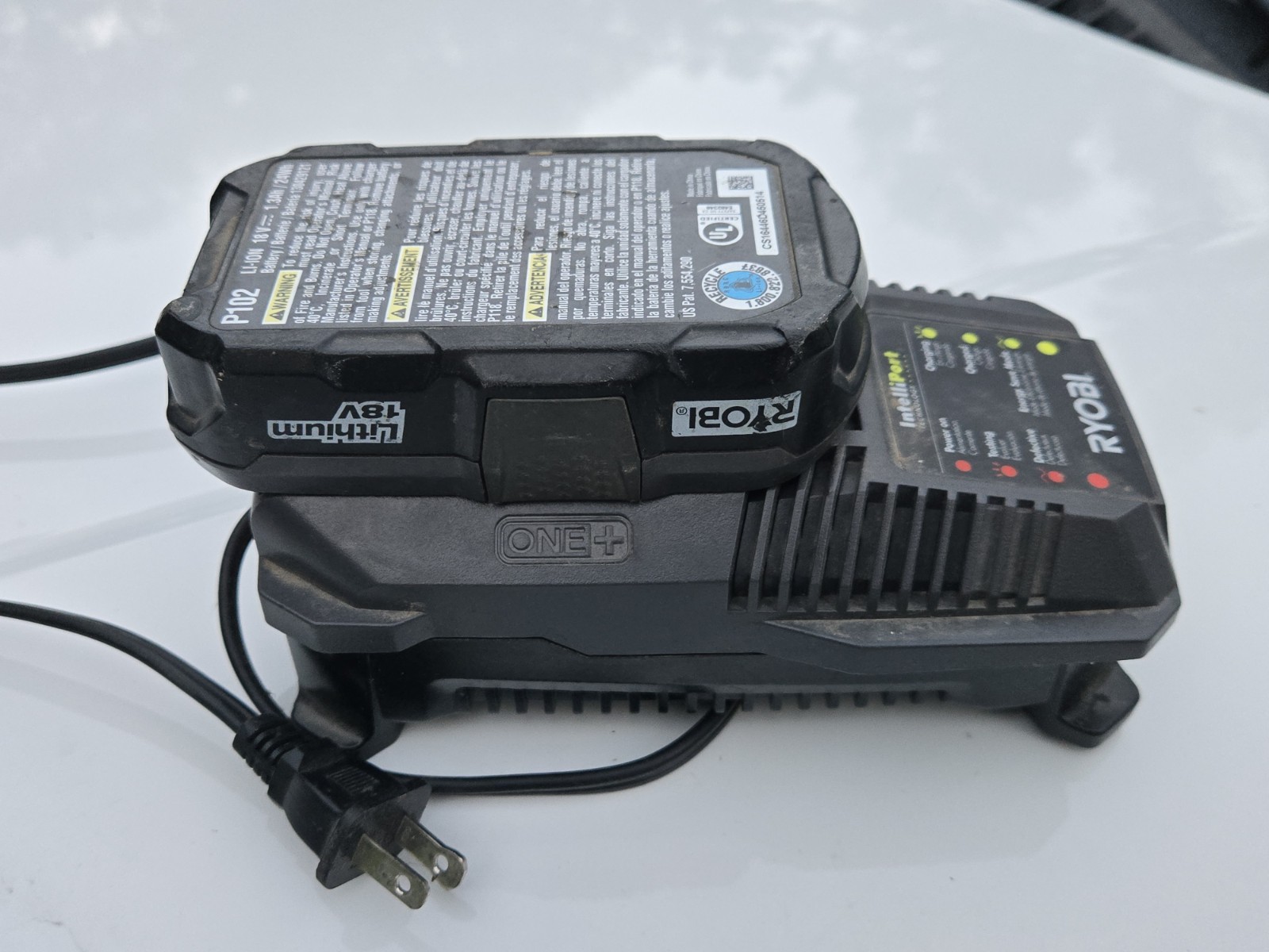 Ryobi P118 18V ONE+ IntelliPort Charger w/ P102 1.3Ah 18 Volt Li-Ion Battery