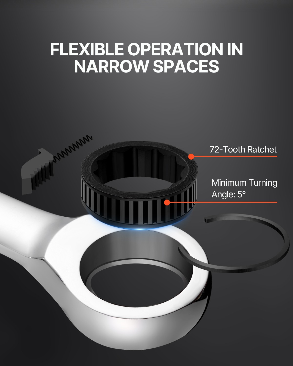 VEVOR Combination Wrench Set 16-Piece Metric 8 mm to 24 mm with Organizer Rack