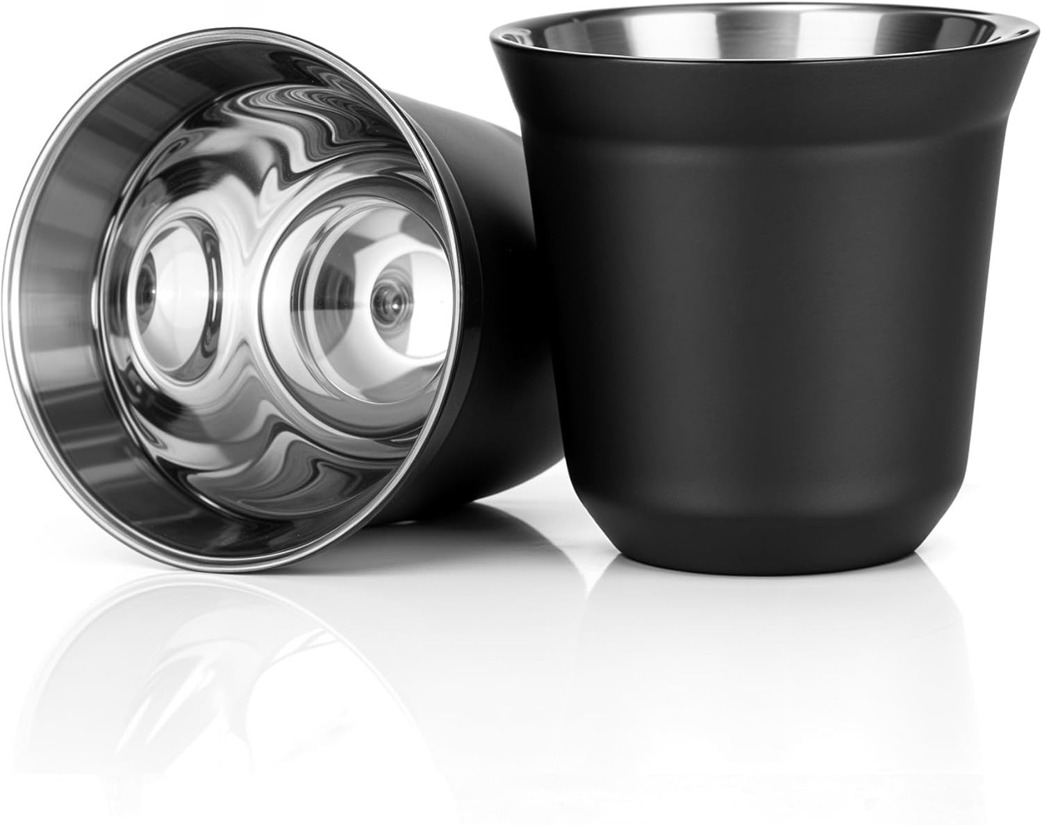 2 Pack Black Stainless Steel Espresso Cups – Double Wall Espresso Shot Glass Set