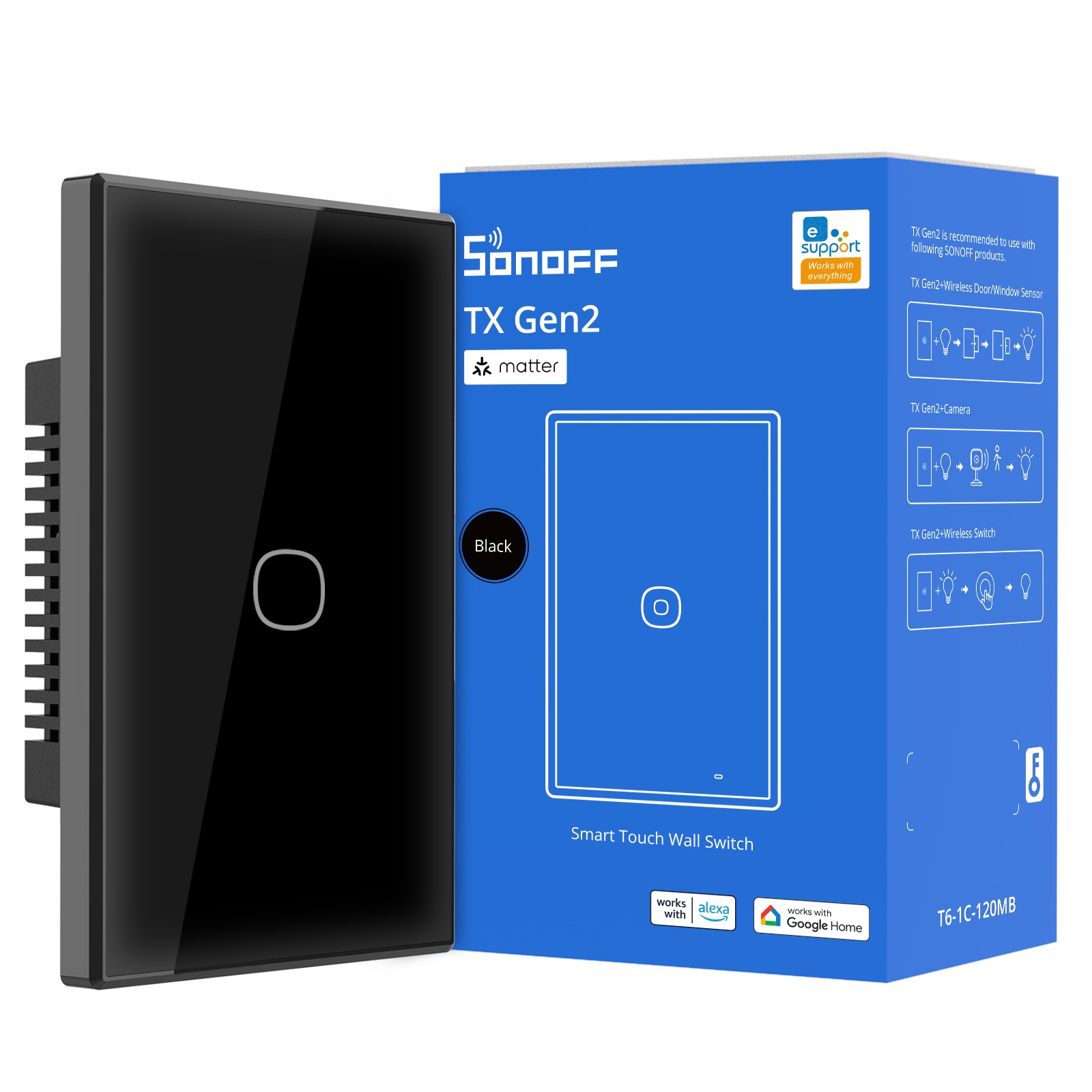 SONOFF WiFi Smart Touch Wall Switch with Night LED Indicator, Smart Light Switch