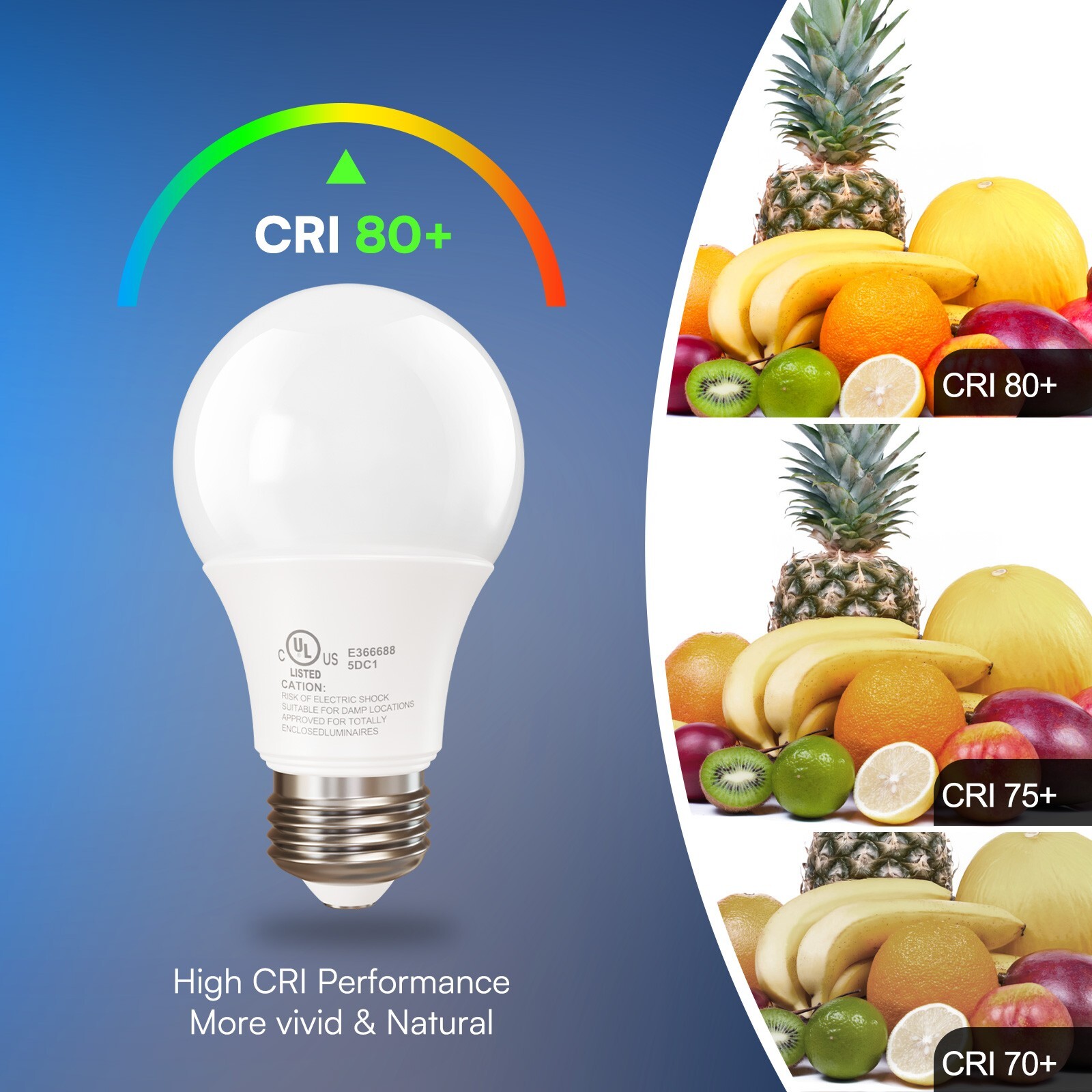60W Equivalent LED Light Bulb 760 LM A19 5000K Daylight NonDimmable 12/24Pack