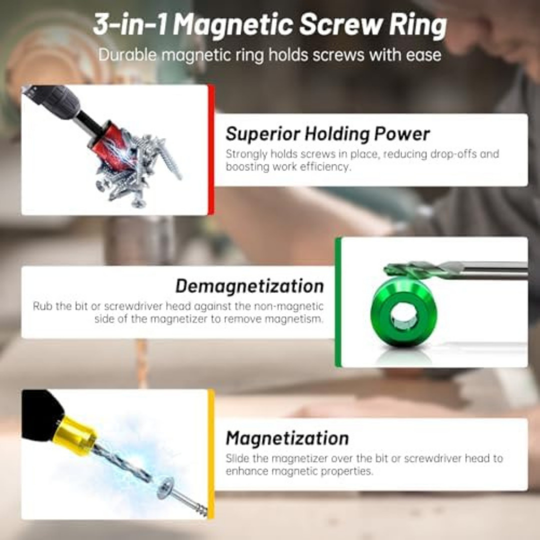 3Pcs Magnetic Screwdriver Head Ring Set for Drills Power Bits – DIY Repair Tool