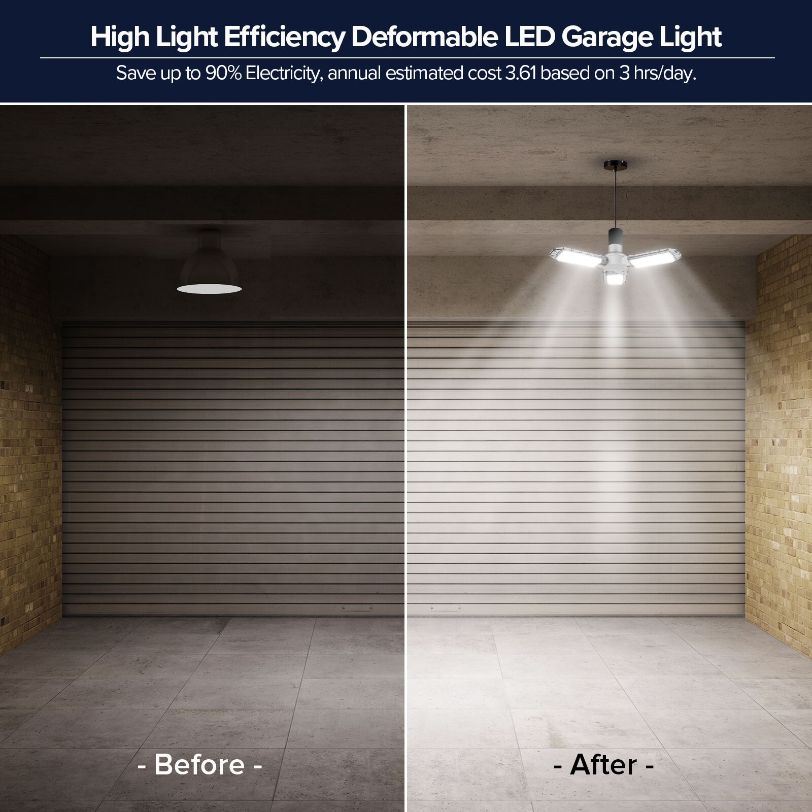 300/600W LED Garage Light Deformable Super Bright Work Shop Ceiling Light Bulb