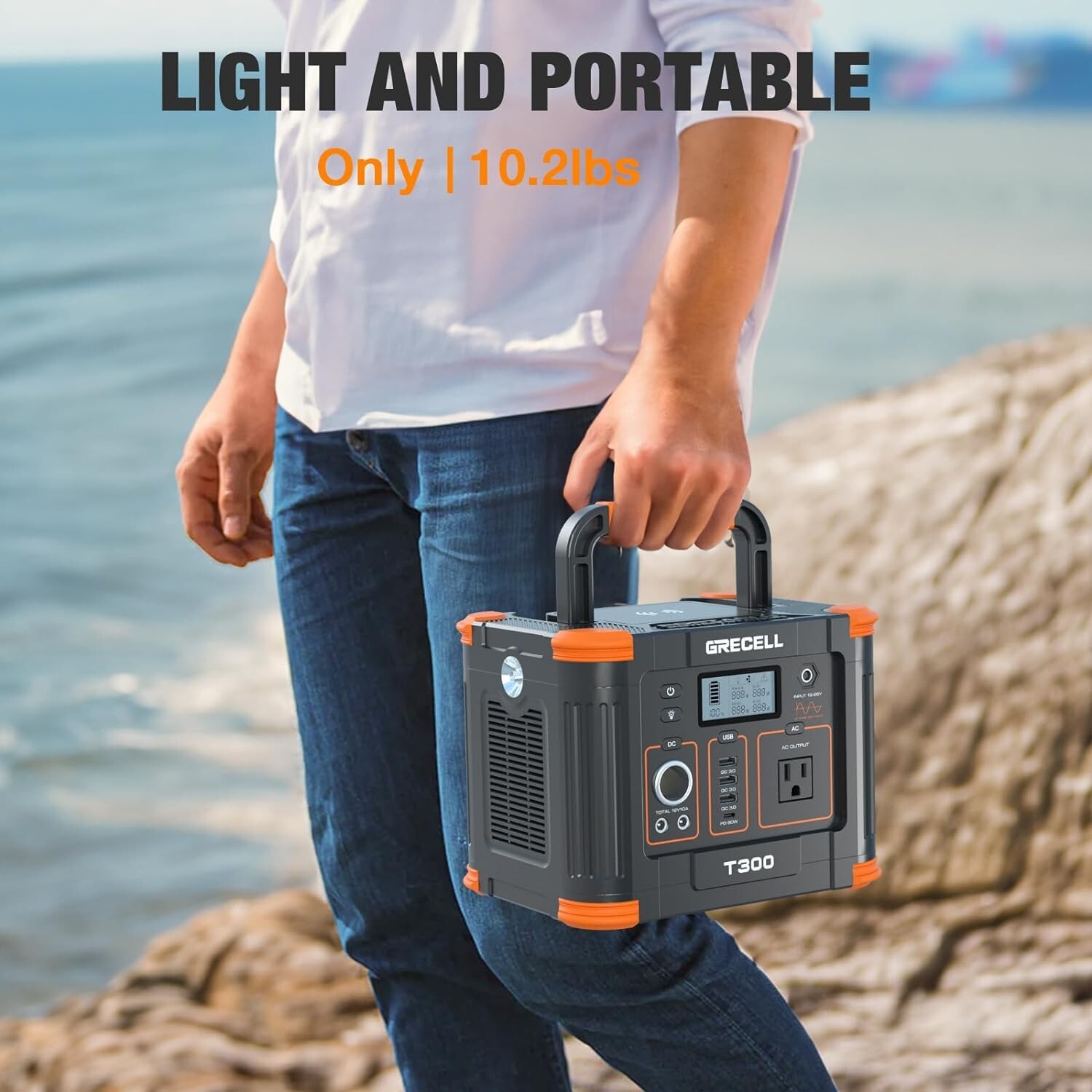 Grecell 300W Portable Power Station 288Wh Solar Generator Backup Battery(used)