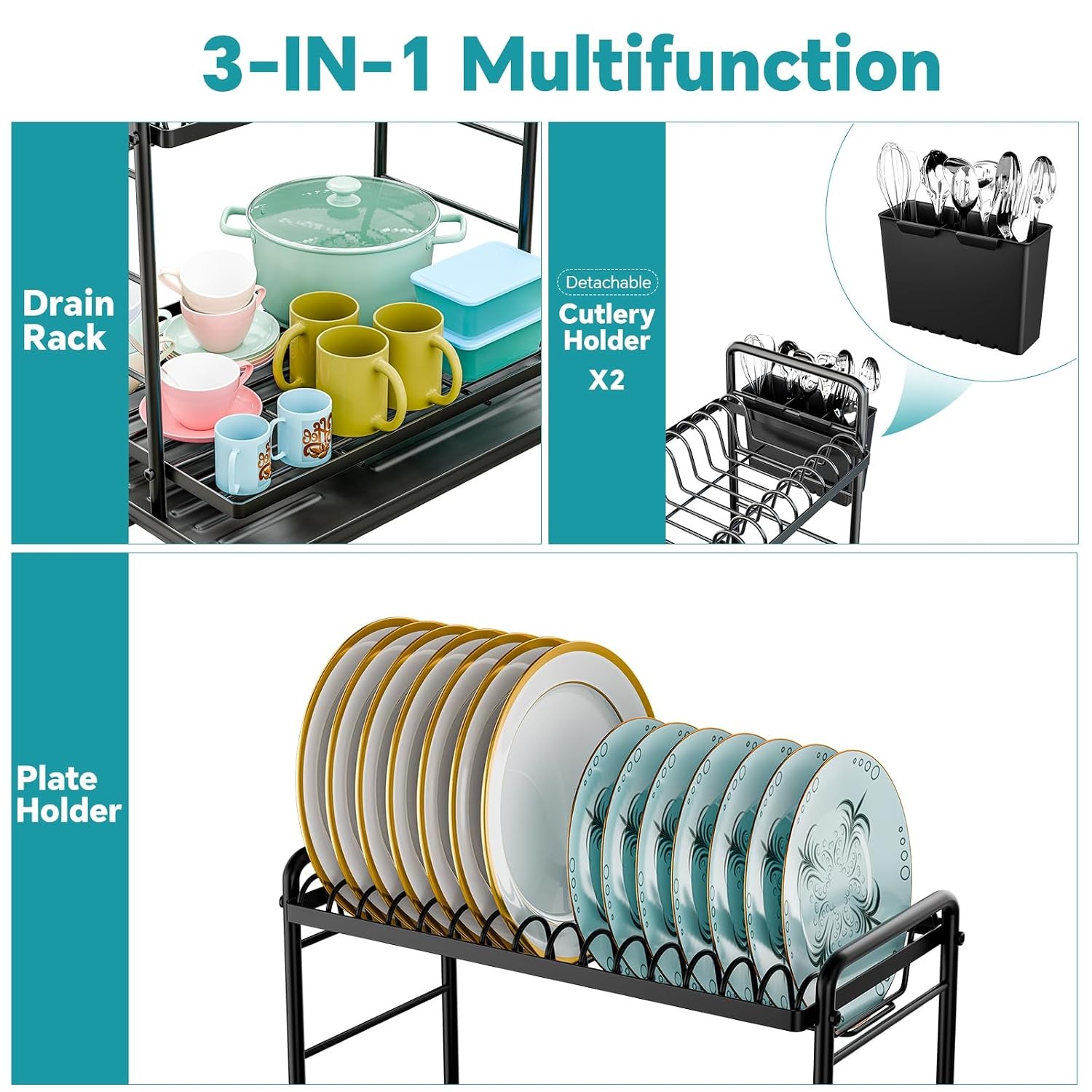 Simple Trending Dish Rack, Dish Drying Rack 2 Tier, Stainless Steel Dish Drainer
