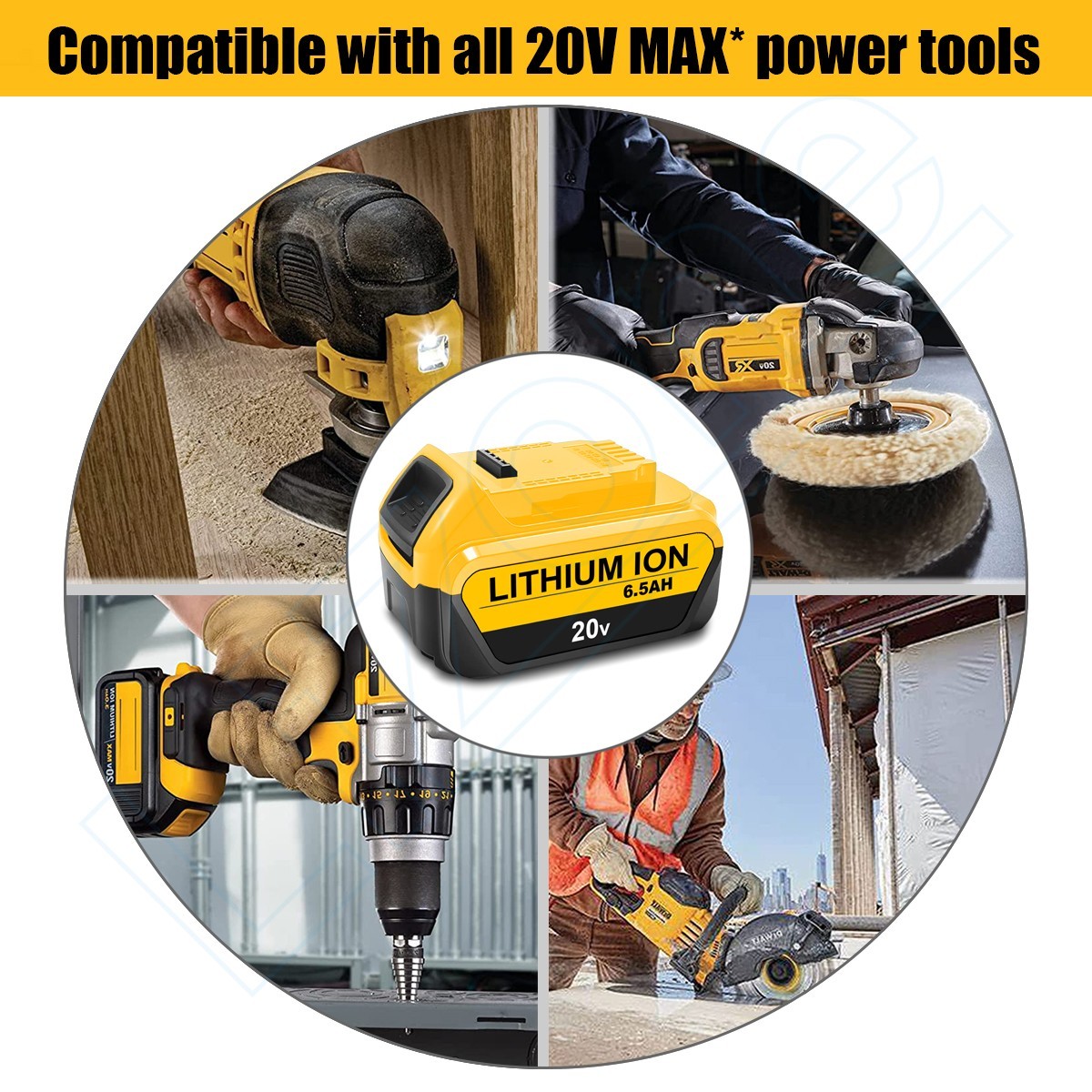 NEW 6.5Ah DCB206 For DeWalt 20V Max 6.0AH Lithium-Ion Battery DCB206 DCB205