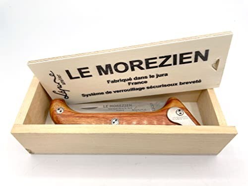 Lepine Atelier Double Plated Pocket Knife, Safety lock & Rose Wood Handle 3.5-in