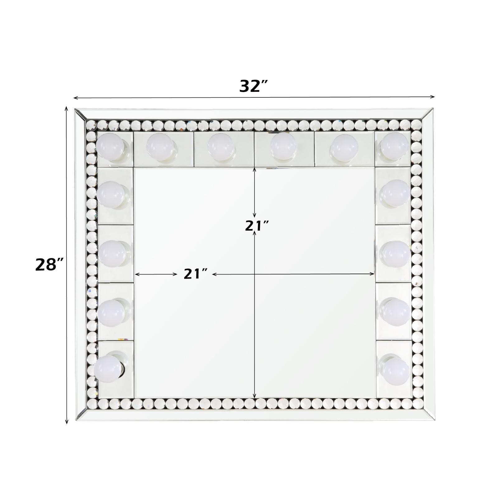 Mirrored Wall Decor Glam Faux Diamond Inlay Home Mirror for Bedroom Bathroom