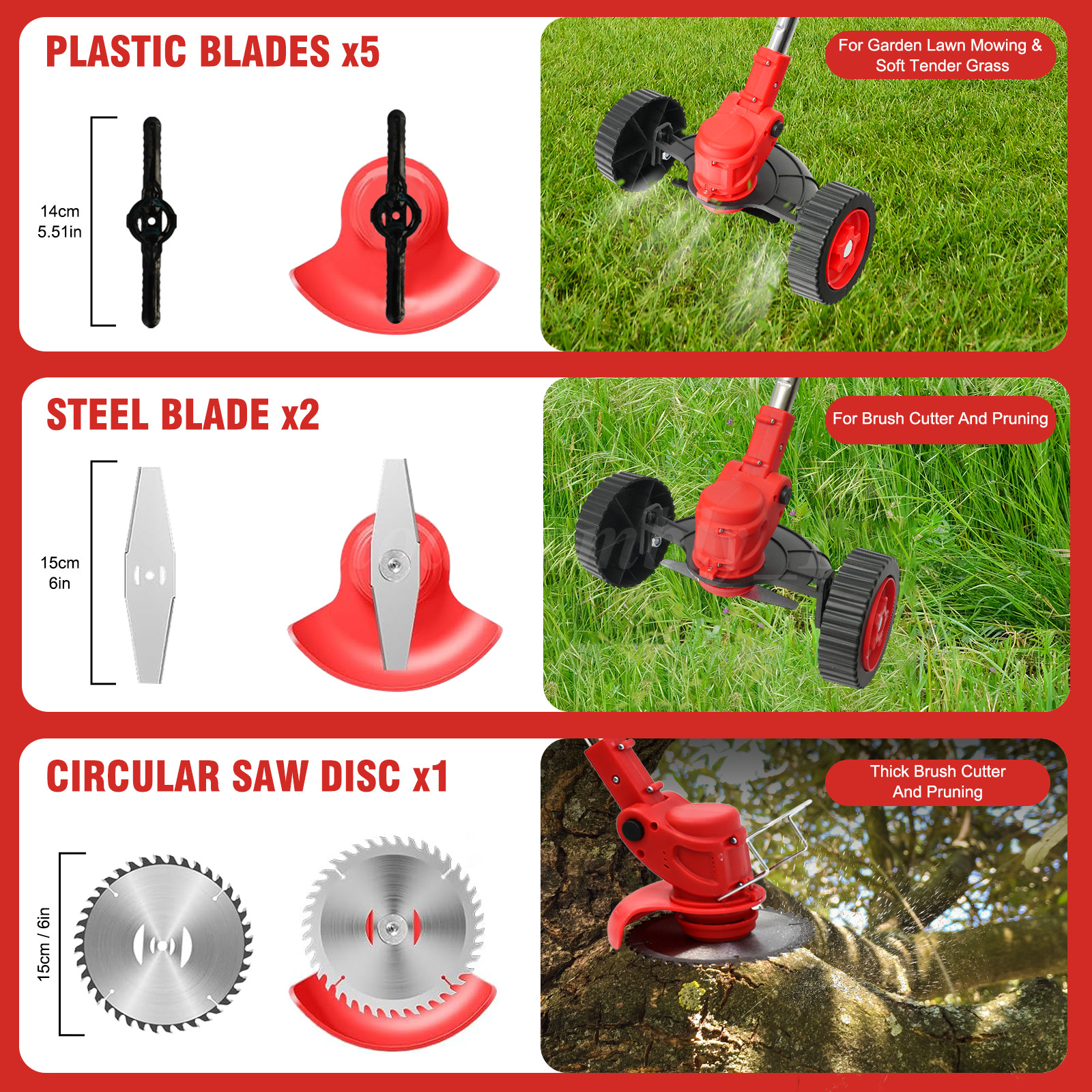 Cordless String Trimmer, Edger WeedWhacker Grass Eater Lawn Cutter 3.0ah Battery