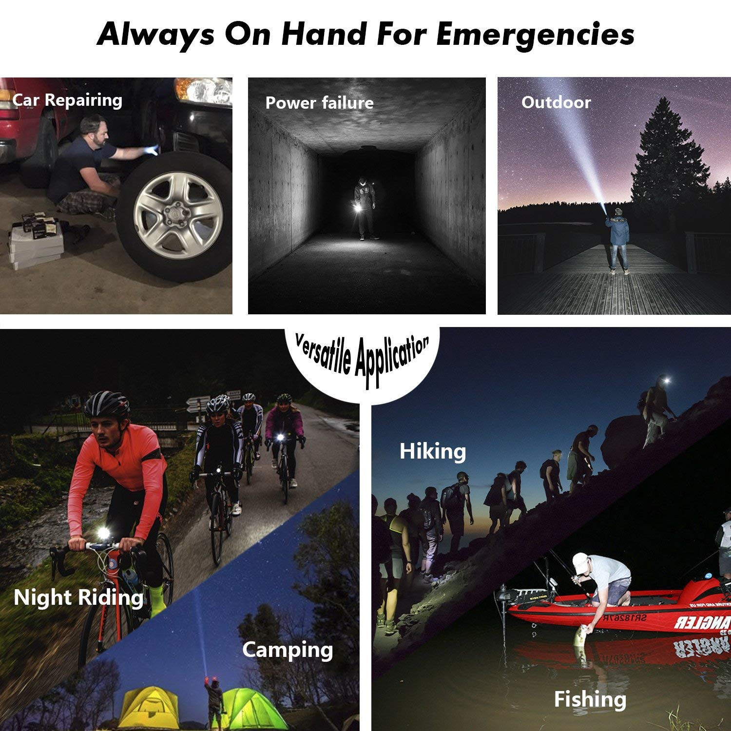 Super-Bright 90000LM LED Tactical Flashlight 5 Modes Zoomable Torch Searchlight