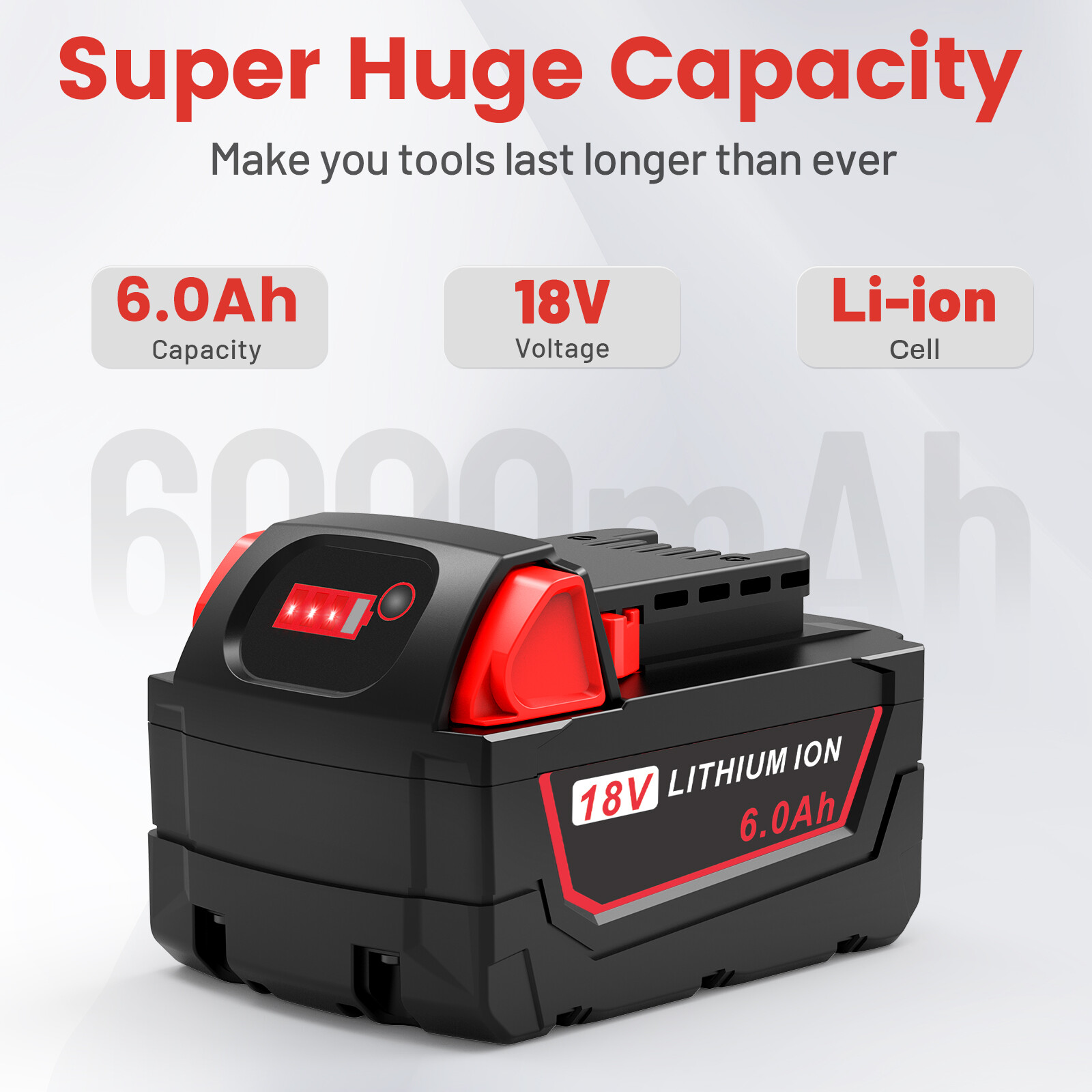 6.0AH Battery or Dual Charger For Milwaukee for M18 Extended Capacity 48-11-1860