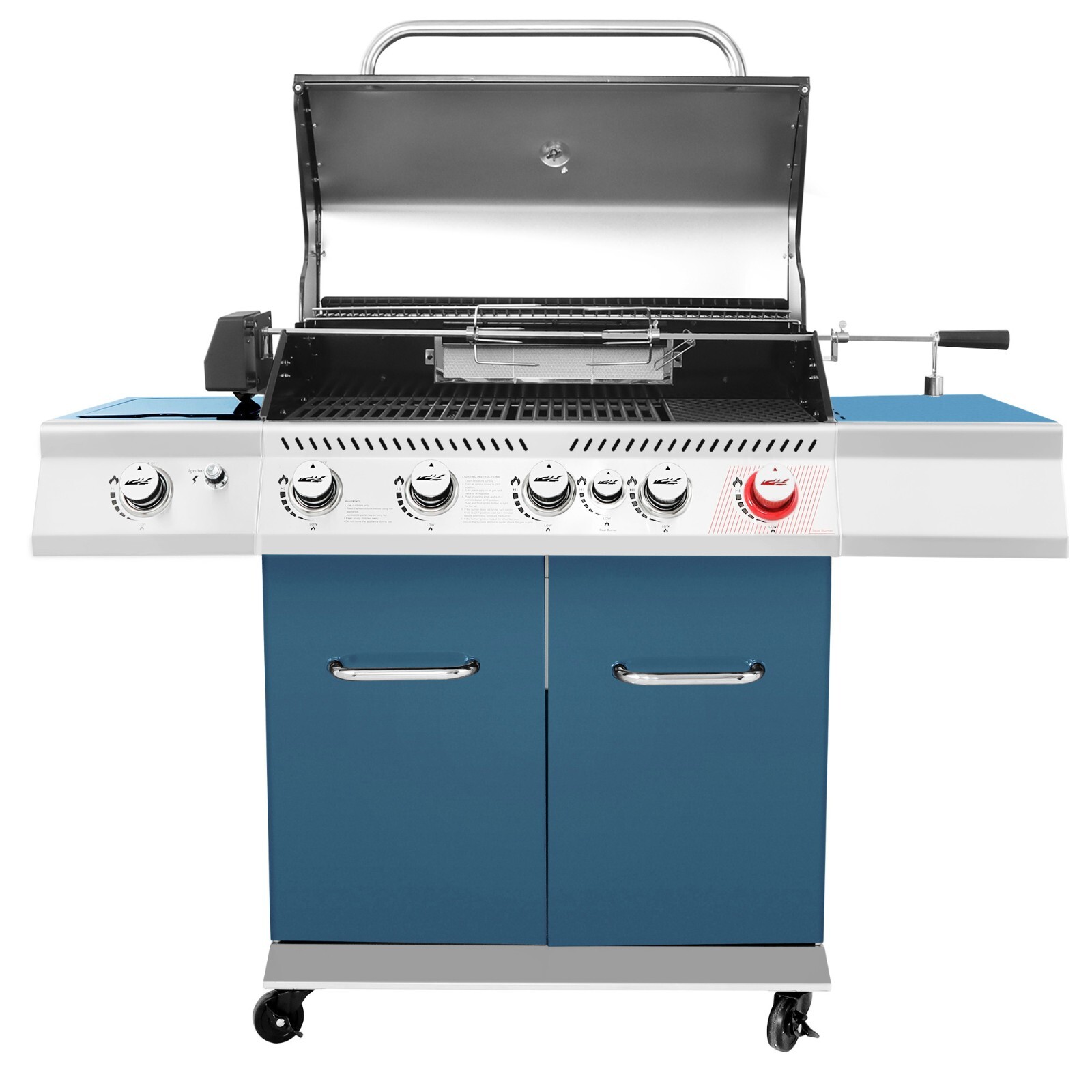 Royal Gourmet 5-Burner Propane Gas Grill with Rotisserie Kit Outdoor BBQ Camping