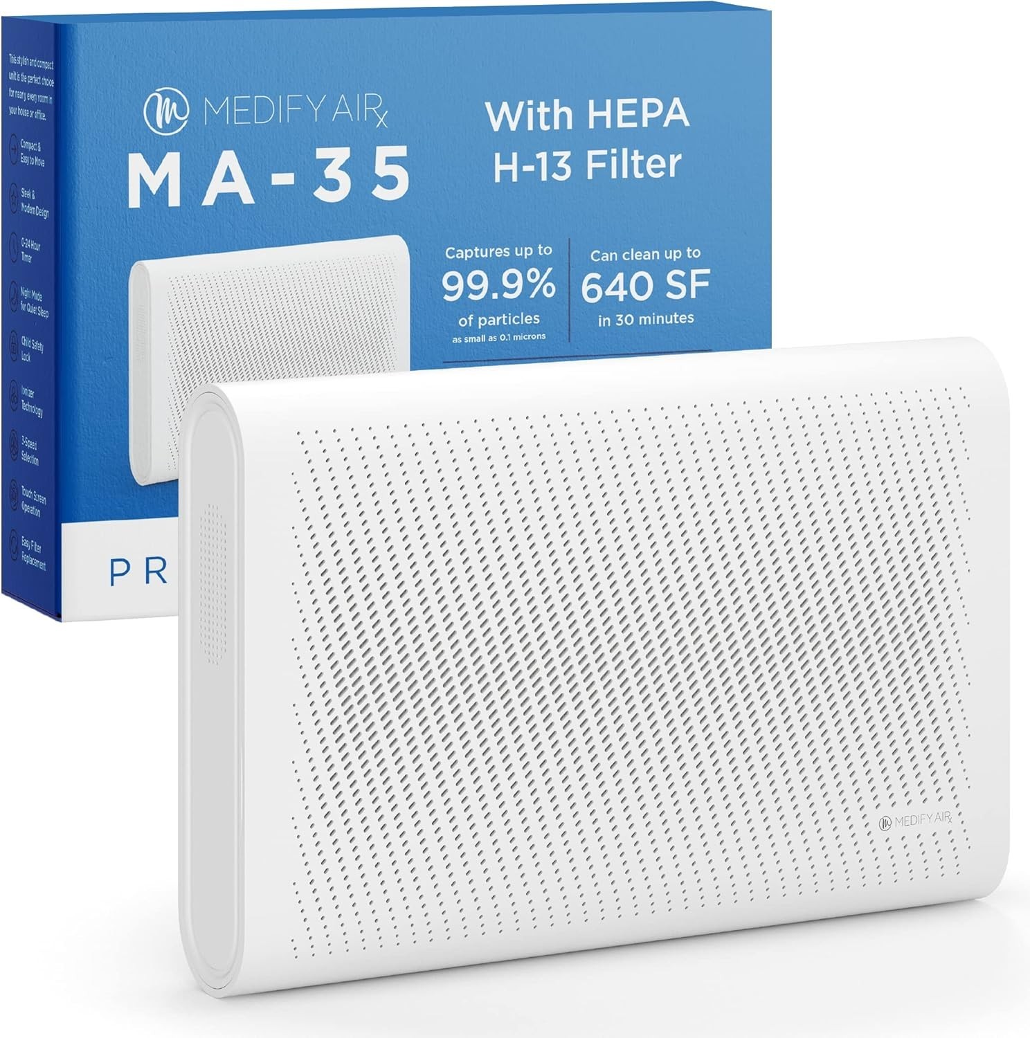 MA-35 Air Purifier with True HEPA H13 Filter | 1,280 ft² Coverage in 1hr | White