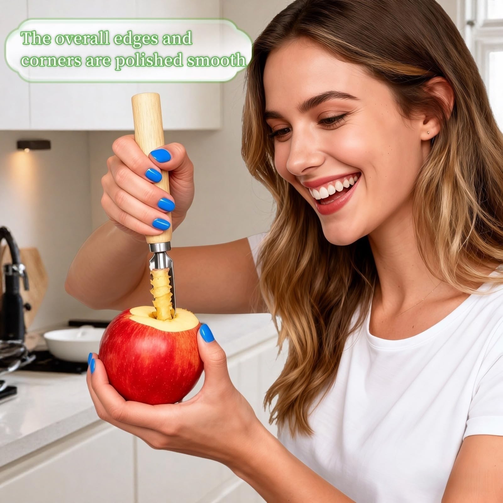 2-Pack Vegetable Corer Tool – 8″ Stainless Steel Silver And Natural Wood