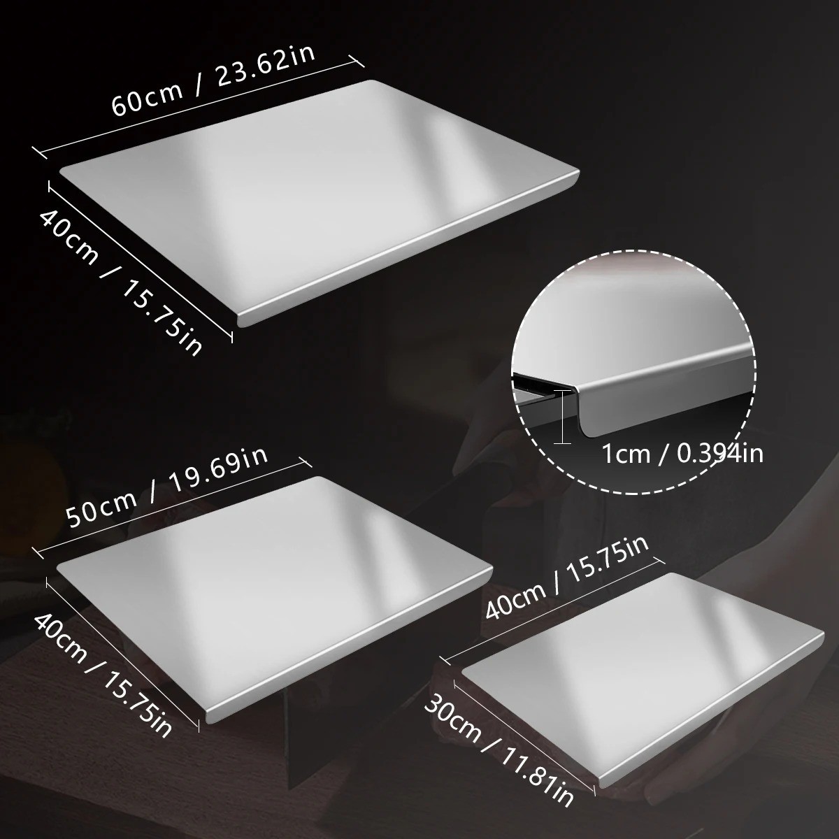 304 Stainless Steel Chopping Board Large with Lid Non Slip for Kitchen Counter