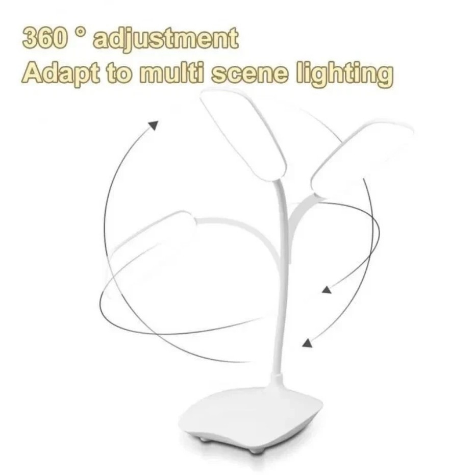 USB LED Desk Light Dimmable Bedside Reading Lamp Rechargeable Touch Control -&#