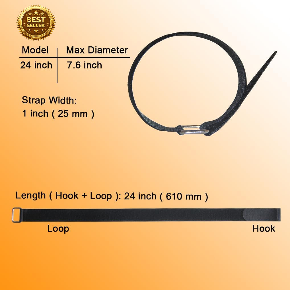 24 Inch Hook and Loop Cable Straps 12 Pack Reusable Nylon Cable Management