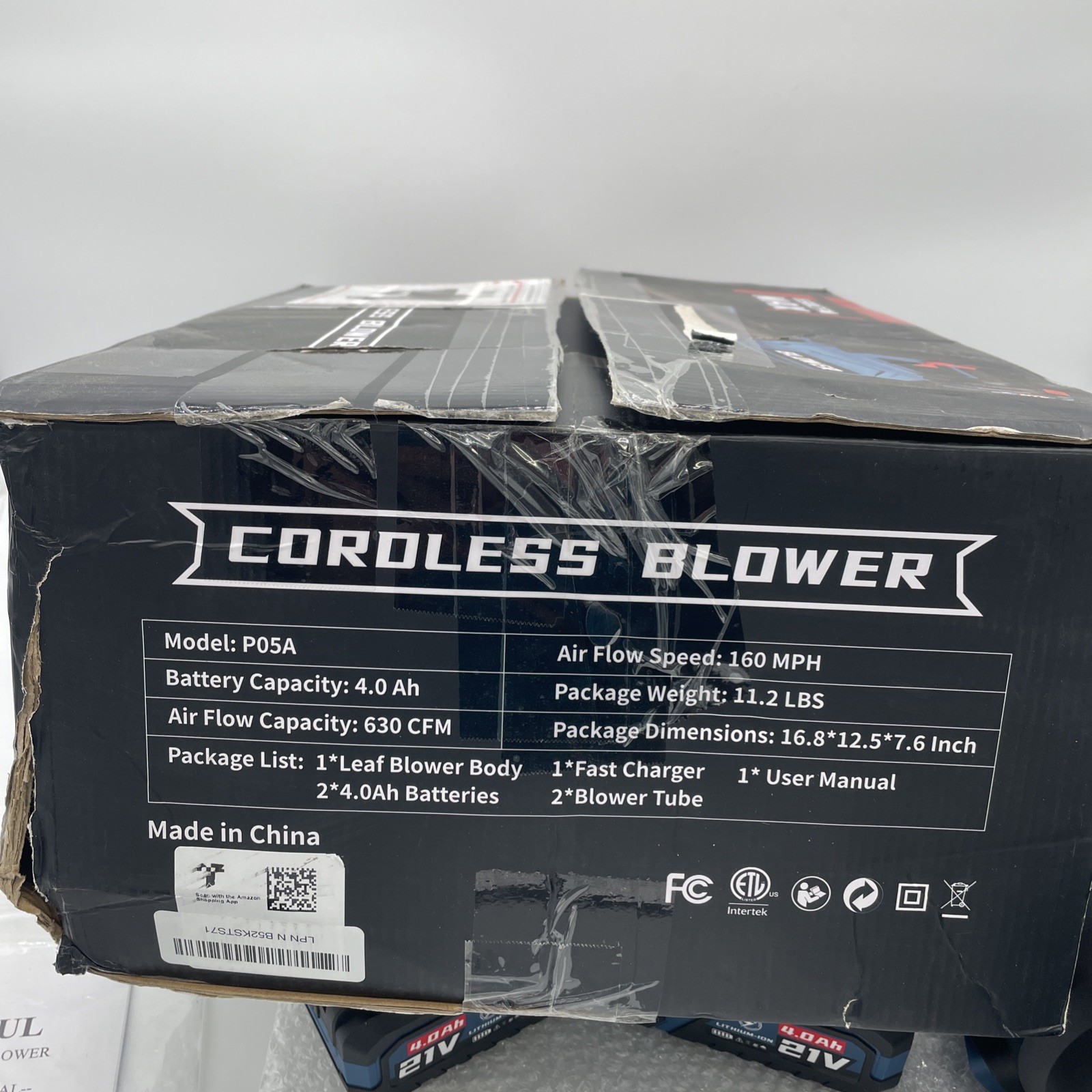 Powerful Cordless Leaf Blower 630CFM/160MPH, 21V 2 Batteries And Charger