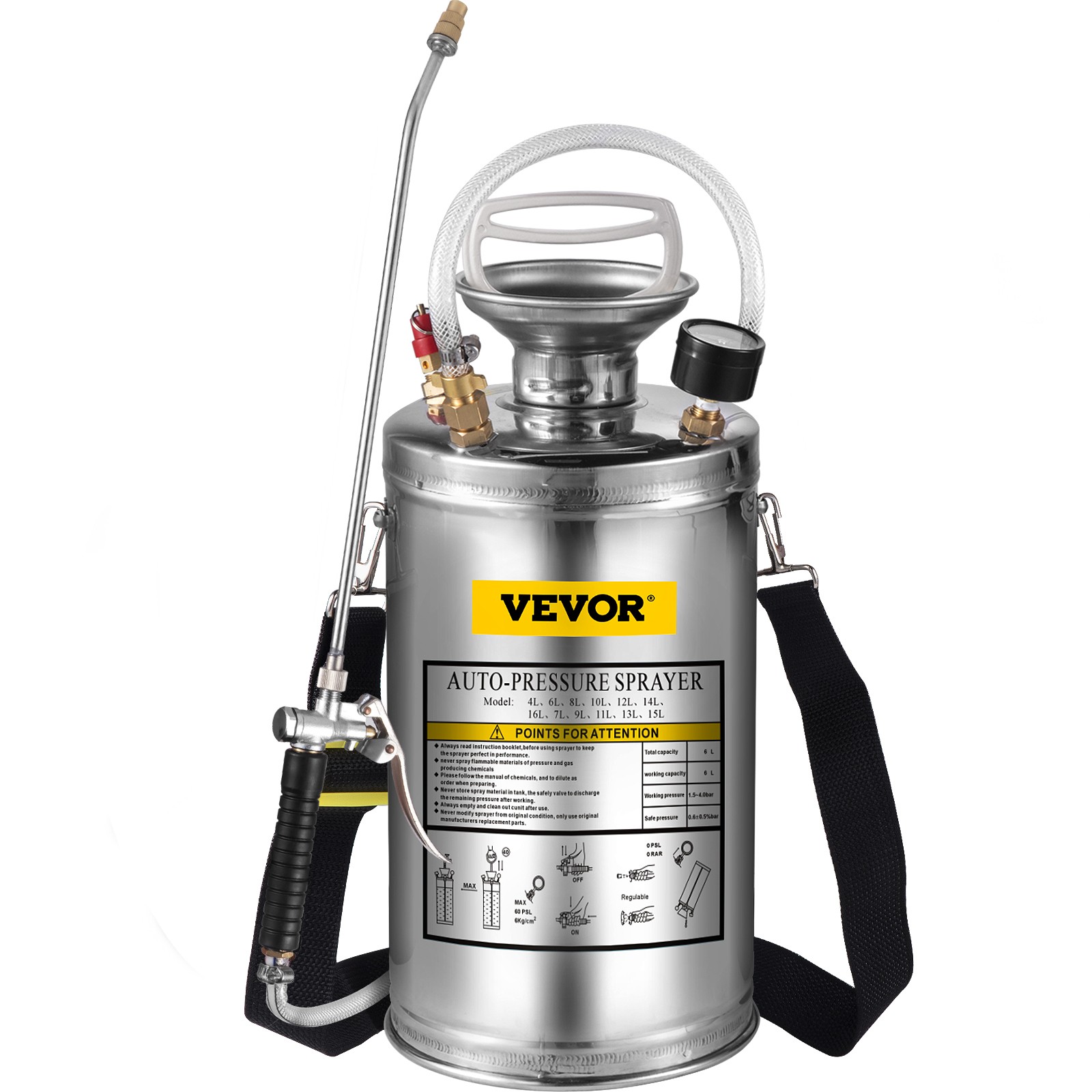 VEVOR Stainless Steel Sprayer 1.5 Gallon Hand-Pump Sprayer