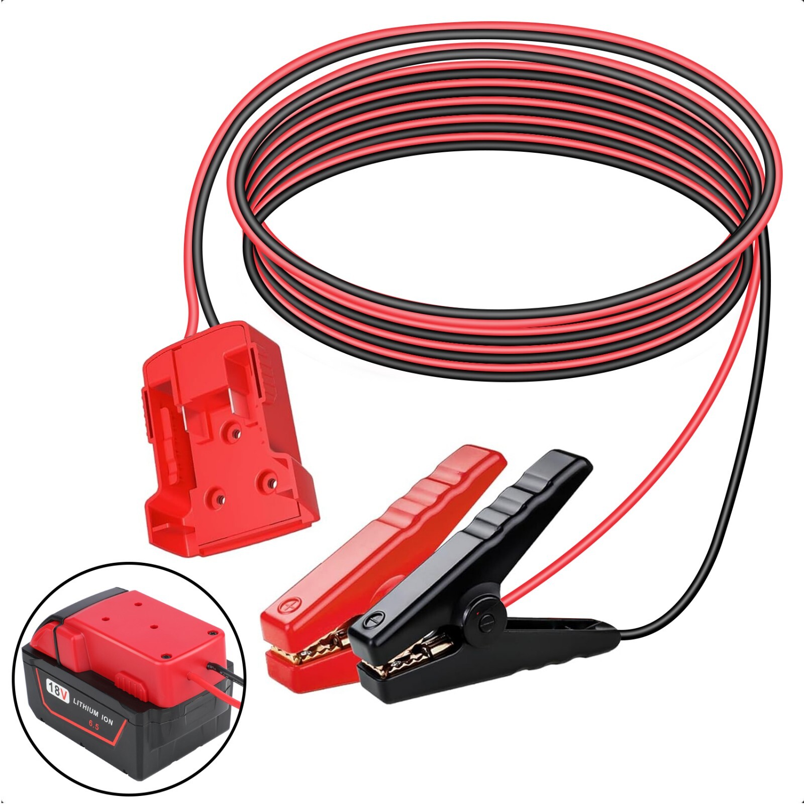 Adapter For Milwaukee 18V with 6FT Jumper Cable Car Battery Charger Jump Starte