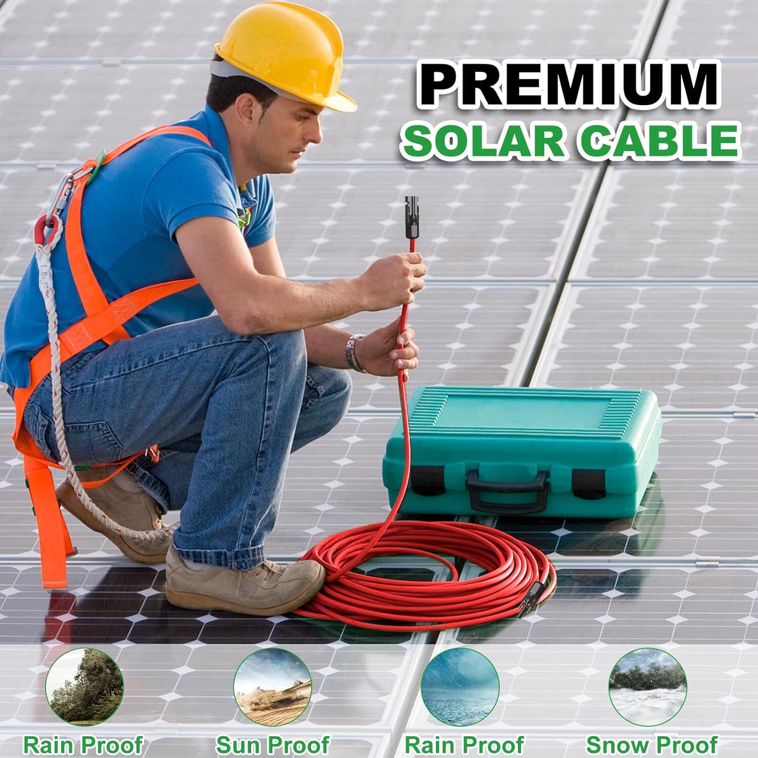 10 AWG Solar Panel Extension Cable PV Wire Solar Connector Pair Black & Red 6mm²