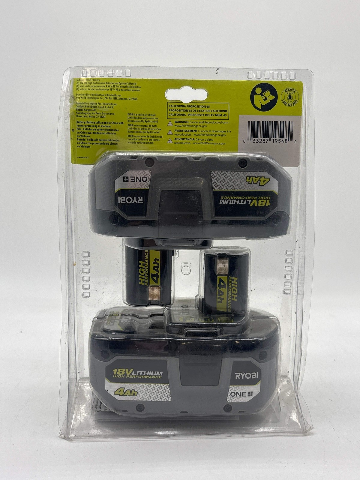 Ryobi 18V ONE+ PBP2004 4Ah Lithium-Ion Battery – New