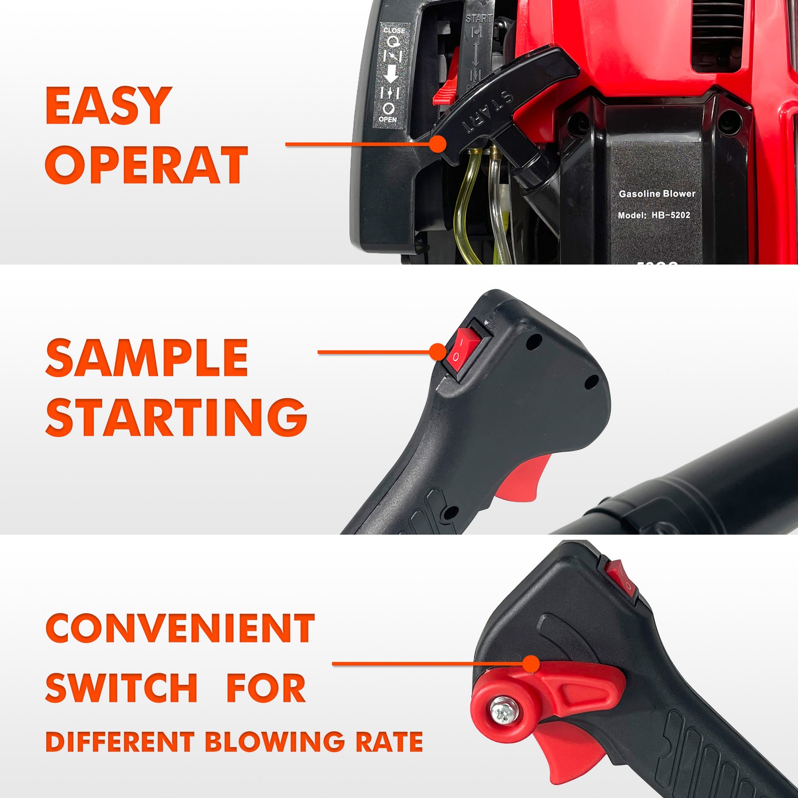 Backpack Gas Leaf Blower,76CC,660CFM,200MPH ,4 Stroke Air Cooling Gas