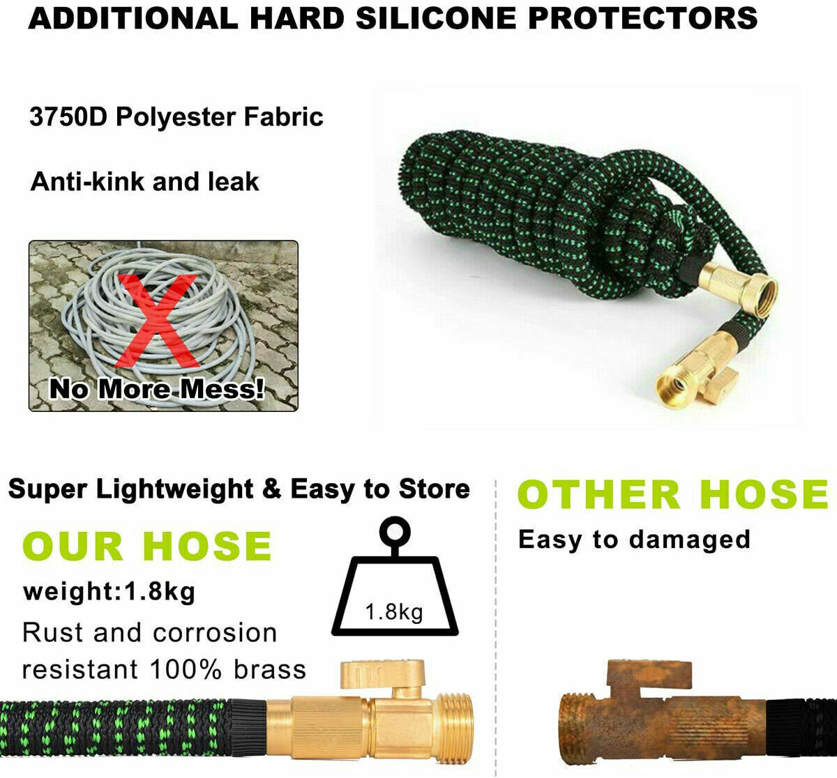 100ft Stronger Expandable Garden Hose Set 4-Layer Latex 10 Spray Nozzles Strong